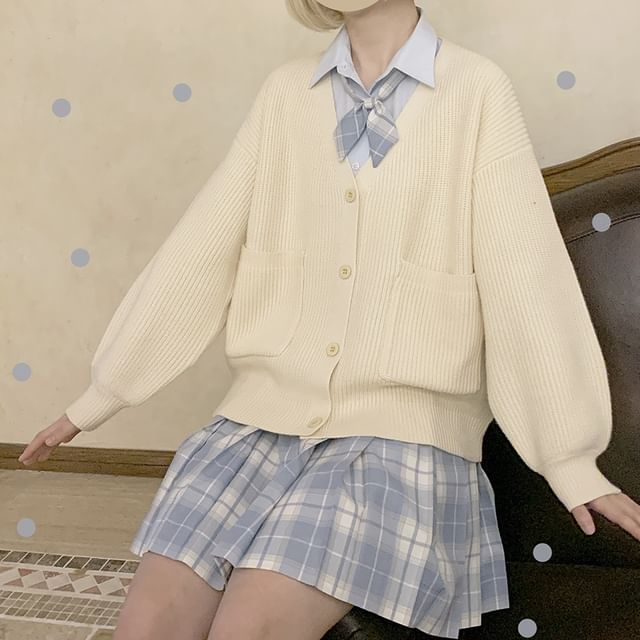 Glotto-Long Sleeve V-Neck Oversized Cardigan