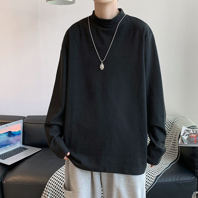 Hushgrain-Long-Sleeve Mock-Neck T-Shirt