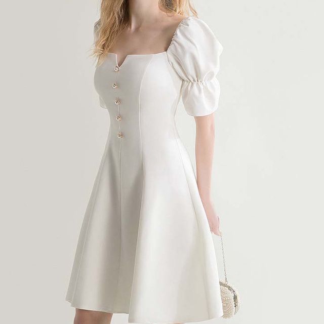 meredith floral embroidery a line dress The Structured A-Line Mini Dress