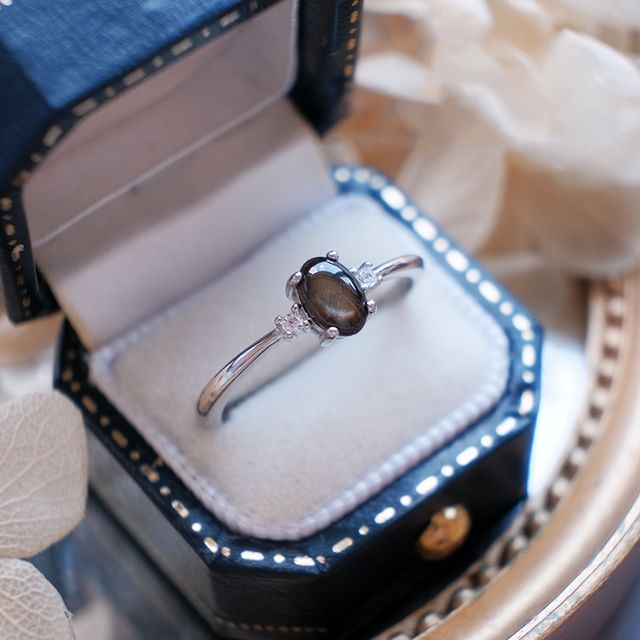 DECADES-Gemstone Rhinestone Sterling Silver Ring