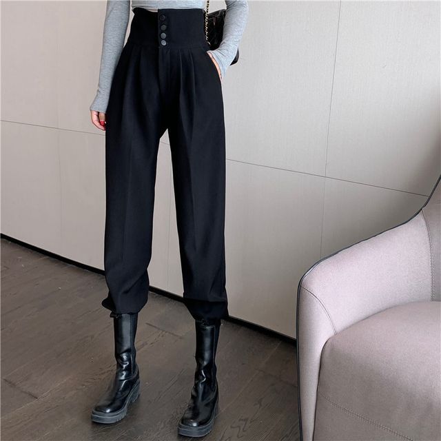 3829US  2018 Westernstyle High Quality Fabric Trousers Mens Loose  Casual Exquisite High Waist Harem Black  Mens pants casual Vintage suit  men Men trousers