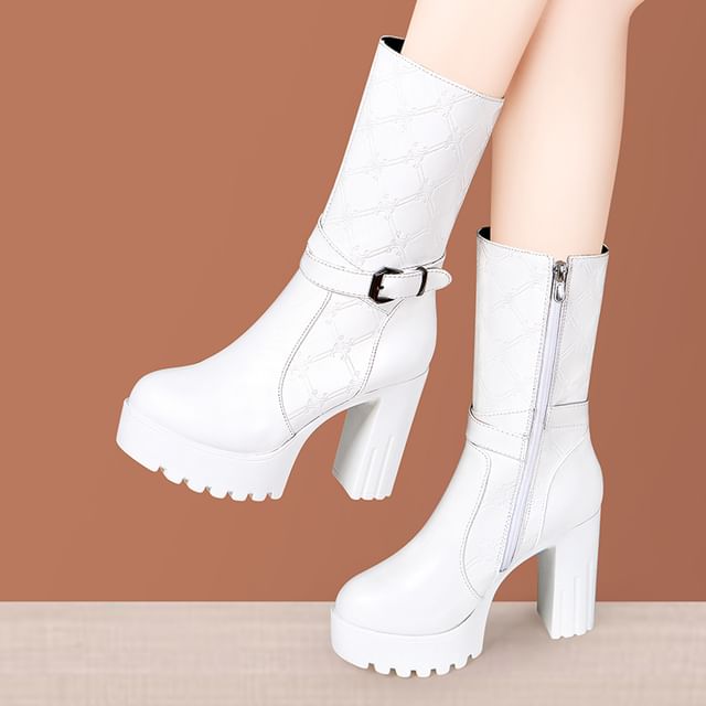 Freesia-Block Heel Platform Short Boots