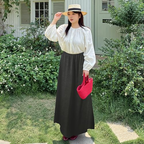 Krezol Plus Size High Waist Maxi A-Line Skirt YesStyle