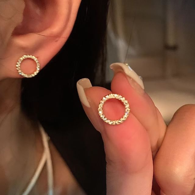 Gemsha-Rhinestone Hoop Earring