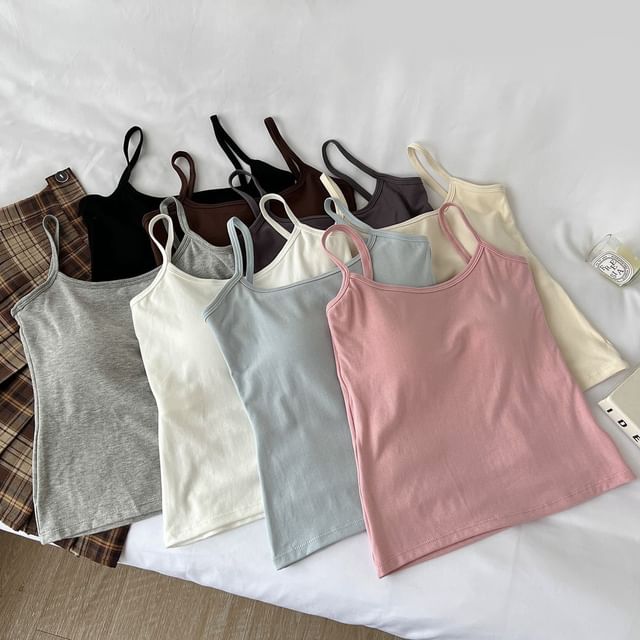 Wildery-Scoop Neck Plain Camisole Top
