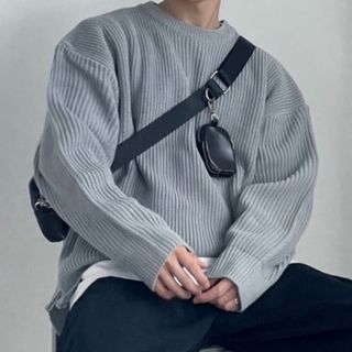 Okwano-Crew Neck Plain Oversized Sweater