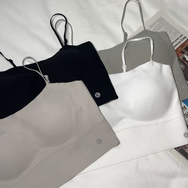 Wildery-Spaghetti Strap Plain Bra Top