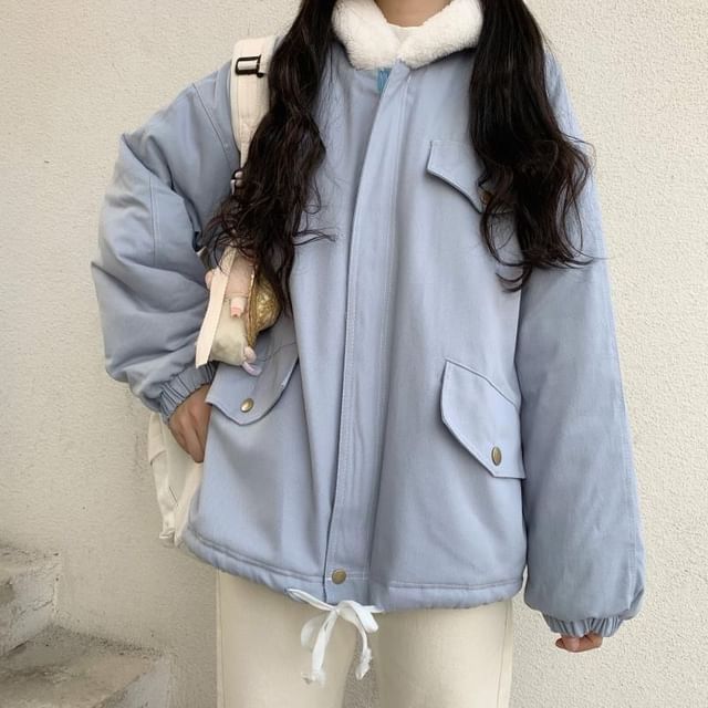Sisyphi-Fluffy Collar Zip Puffer Jacket
