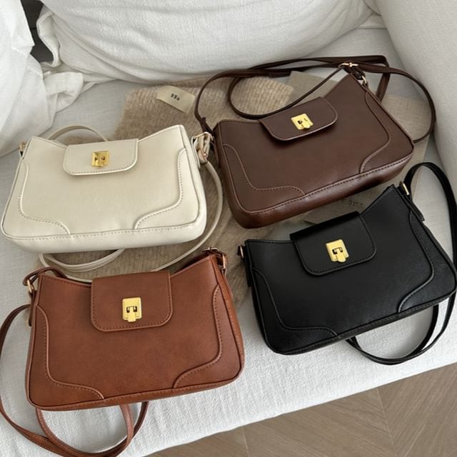 Indenis-Plain Faux Leather Crossbody Bag