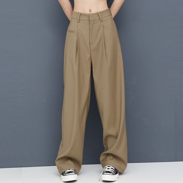 Coolyft - Mid Rise Plain Wide Leg Dress Pants | YesStyle
