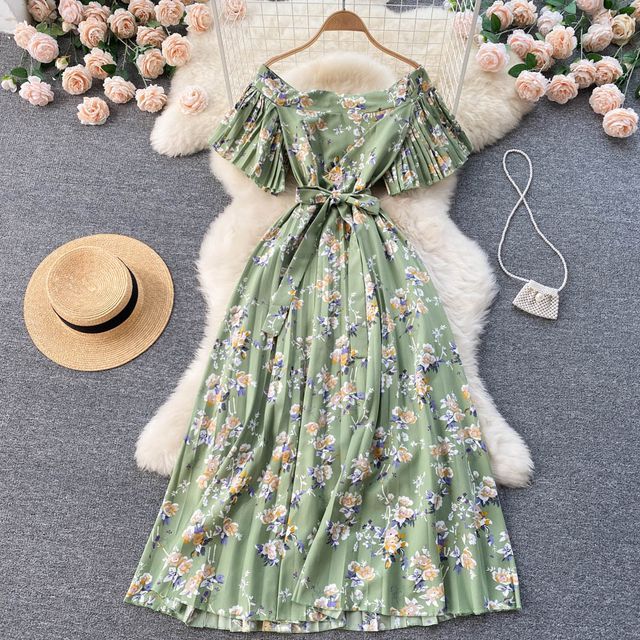 Lucuna - Short-Sleeve Floral Maxi A-Line Dress | YesStyle