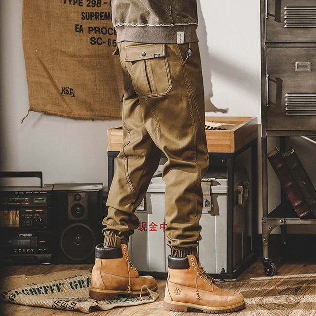 WidoWilder-High Waist Plain Cargo Sweatpants
