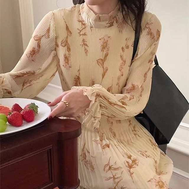 chinese dress ladies Women's Lapel Shirt Loose Casual Long Sleeve Buttoned Midi Shift Dress –  Blue Zone Planet main image 1