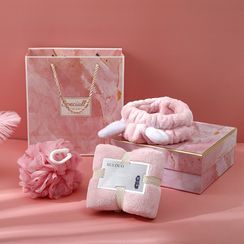 Soldana - 禮品套裝: 珊瑚絨面巾 + 洗臉頭帶 + 沐浴球 Soldana - 禮品套裝: 珊瑚絨面巾 + 洗臉頭帶 + 沐浴球