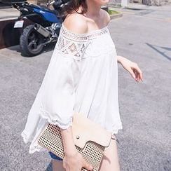Jolly Club - Off-Shoulder Lace-Trim Top Jolly Club - Off-Shoulder Lace-Trim Top