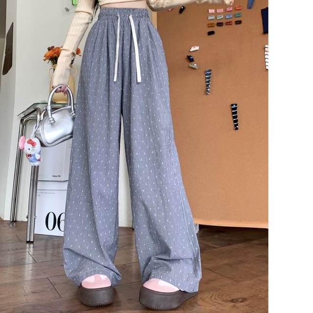 Shineon Studio-High Rise Dotted Wide Leg Pants