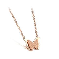 BELEC - Fashion Elegant Plated Rose Gold Butterfly 316L Stainless Steel Necklace BELEC - Fashion Elegant Plated Rose Gold Butterfly 316L Stainless Steel Necklace