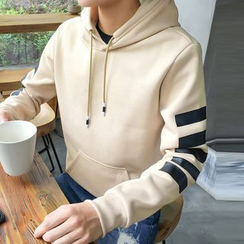Romantica - Fleece-Lined Stripe-Accent Hoodie Romantica - Fleece-Lined Stripe-Accent Hoodie