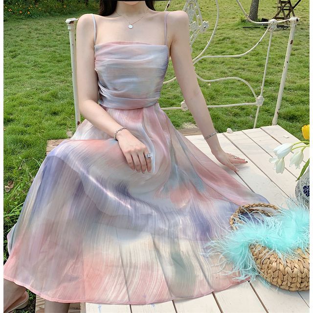 tie dye chiffon dress