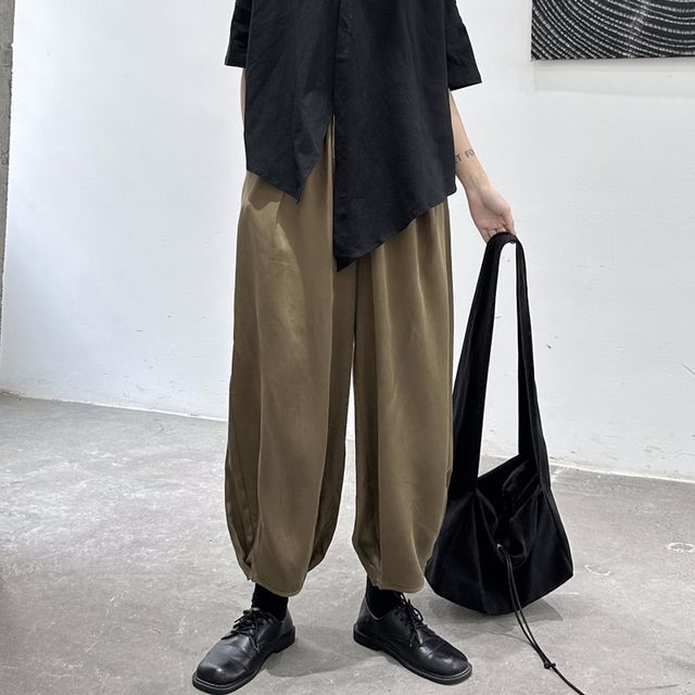 SIMPLE BLACK-High Rise Wide Leg Harem Pants