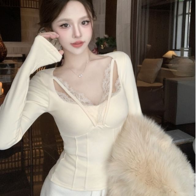Whoosh-Long-Sleeve Scoop Neck Plain Crop Top
