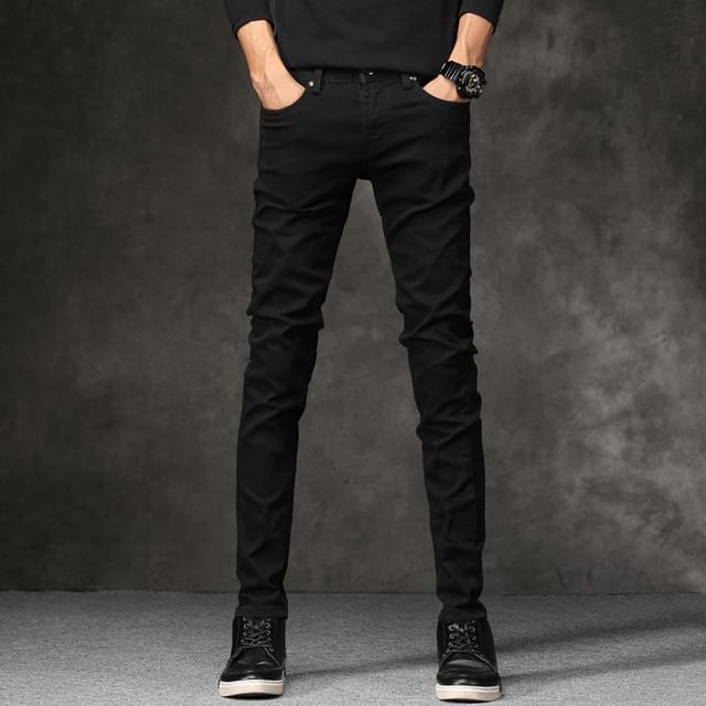 Wescosso-Mid Rise Plain Slim Fit Jeans