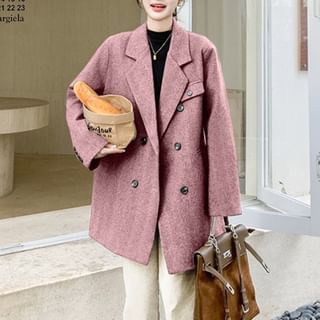 Tzarkozy-Double Breasted Plain Long Coat