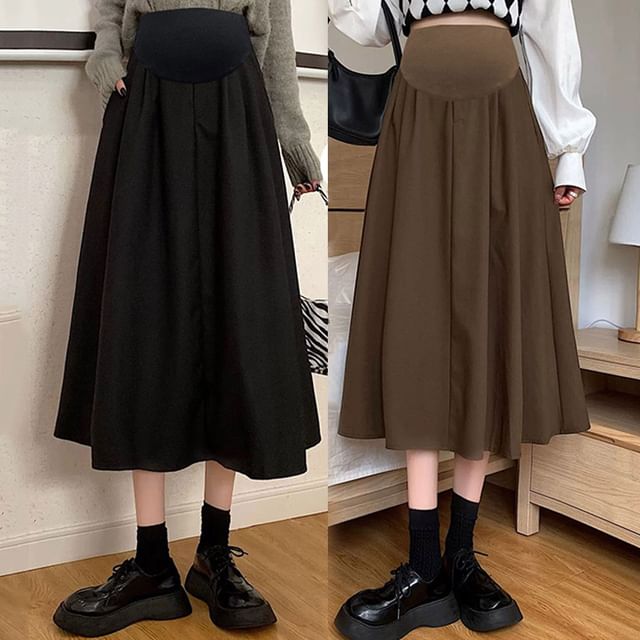 NEUF-Maternity Plain Midi A-Line Skirt