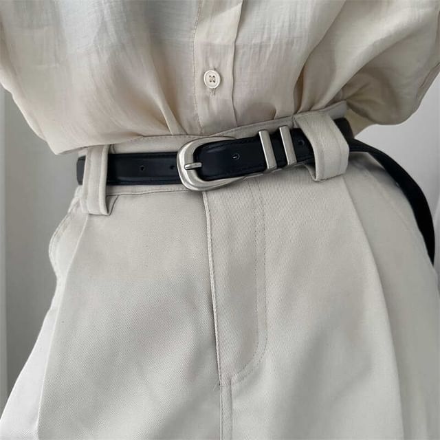 Rofuka-Faux Leather Thin Belt