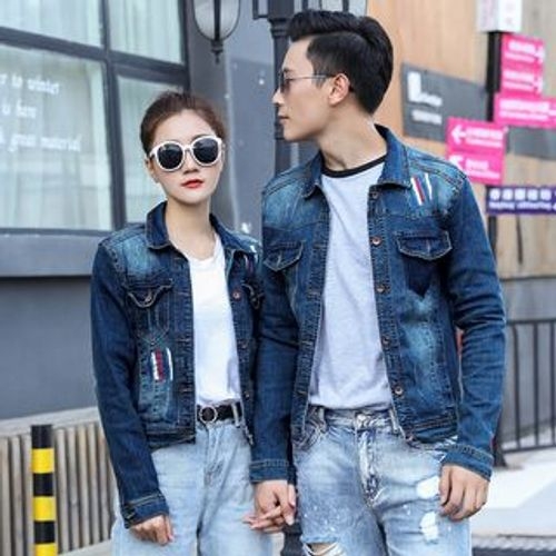 Couple Lisa Hahnbueck wearing Off White Printed Denim Jacket Men... News  Photo - Getty Images