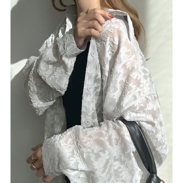 Lewwe-Long-Sleeve Lace Shirt