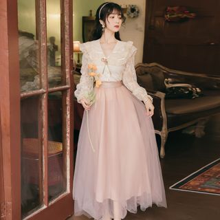 Long-Sleeve Lace Sailor Collar Blouse 