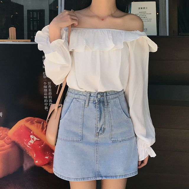 Everose-Off-Shoulder Ruffled Blouse