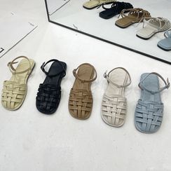 Inocha - Ankle Strap Woven Flat Sandals
