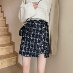 Luminato - Plaid Tweed Mini Pencil Skirt Luminato - Plaid Tweed Mini Pencil Skirt