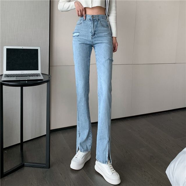 Luna Rouge - High-Waist Bell-Bottom Slit Jeans | YesStyle