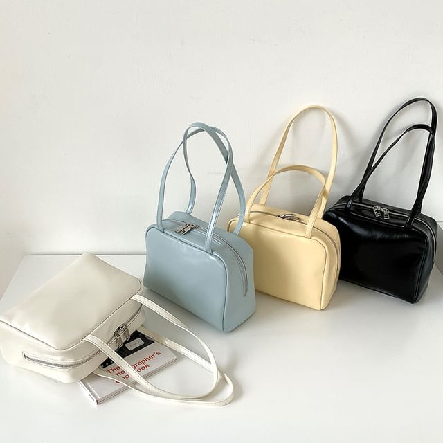 FAYLE-Faux Leather Plain Shoulder Bag