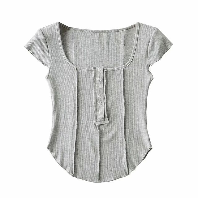 【COSYHARU】Pabien Ribbed Henley Neck COSYHARU】Pabien Ribbed Henley Neck (COSYHARU/Tシャツ