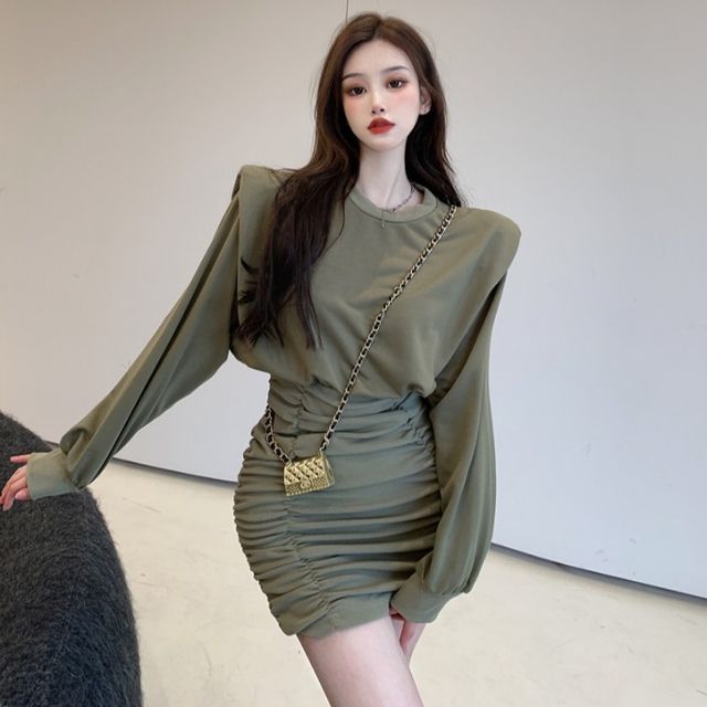 maroon sequin dress long sleeve 3/4 Sleeve Sequin Dress main image 0