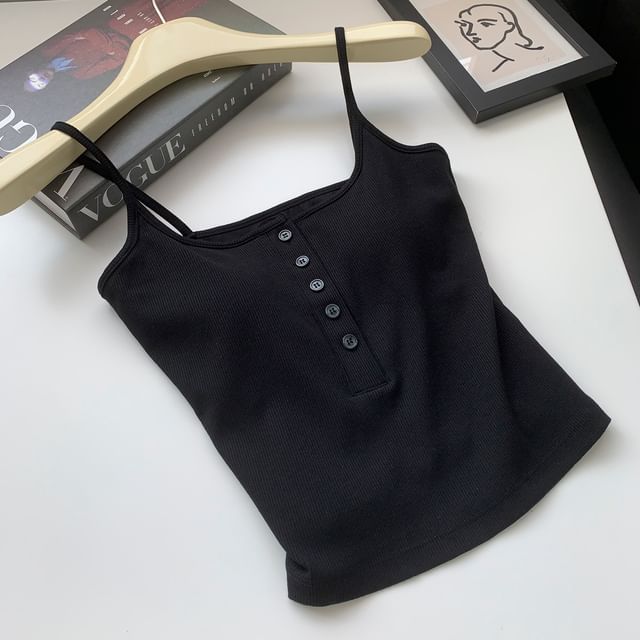 camikiss-Henley Plain Camisole Top