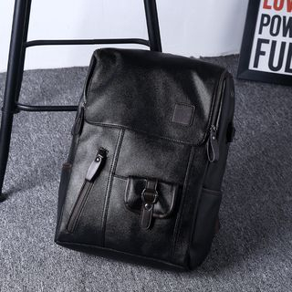 BagBuzz - Faux Leather Laptop Backpack | YesStyle