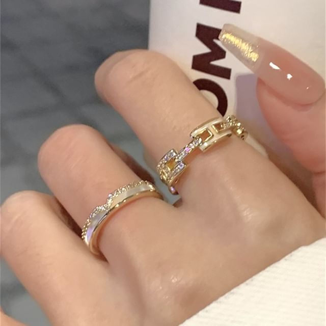 Sharkkira-Rhinestone Alloy Ring