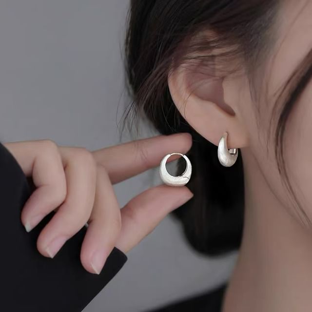 pexrl jewelry-Sterling Silver Thick Hoop Earring