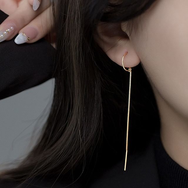 A-ROCH-925 Sterling Silver Hoop Drop Earring