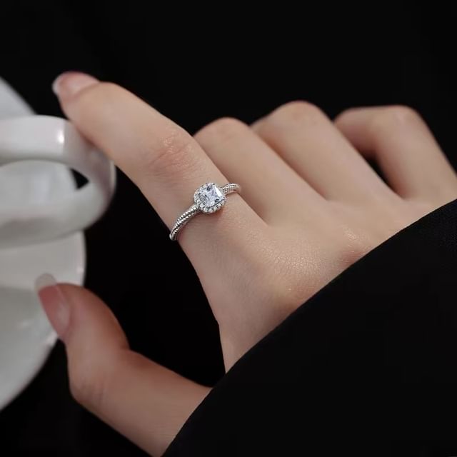 Toinianimos-925 Sterling Silver Rhinestone Open Ring