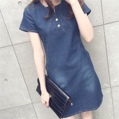 Minimince - 短袖牛仔直身连衣裙 Minimince - 短袖牛仔直身连衣裙
