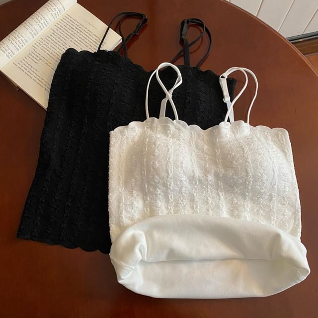 Sisyphi-Lace Plain Crop Cami Top