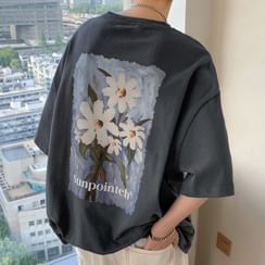 Short Sleeve Graphic & Lettering Print Loose-Fit T-Shirt