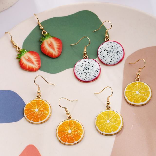 fruit clip on earrings