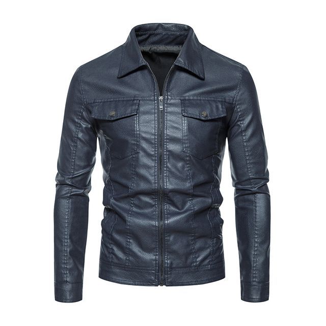 Dandyluxe Faux Leather Baseball Jacket Blue M